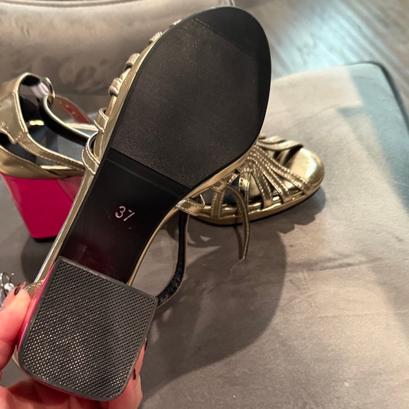 Gold and Pink Women's Strappy Heels - Picture 2 of 2